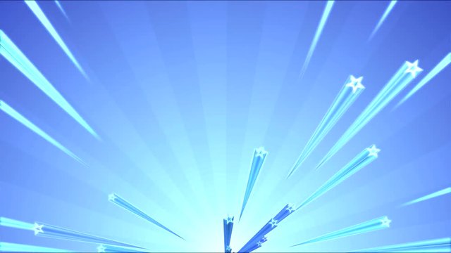 Emerging Stars on Rotating Stripes Background Animation - Loop Blue