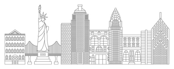 New York drawn in line style