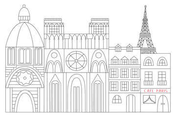 Paris drawn in line style
