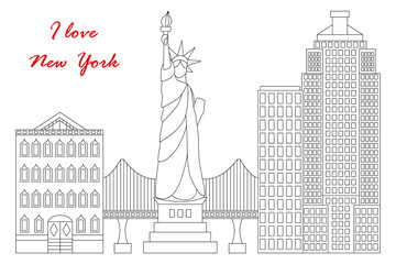 New York drawn in line style