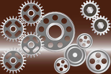 Metallic gear wheels for Industrial concept