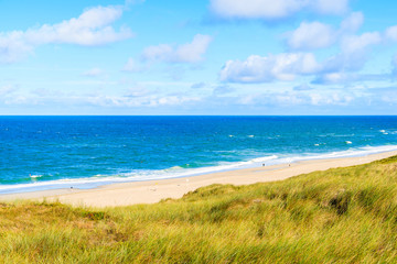 View of beach in Wenningstedt village on Sylt island, North Sea, Germany