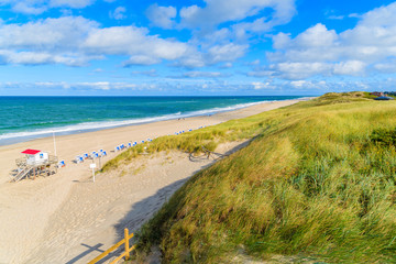 View of beach in Westerland village on Sylt island, North Sea, Germany