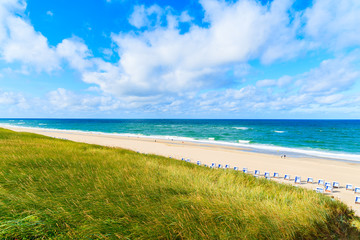 View of beach in Westerland village on Sylt island, North Sea, Germany