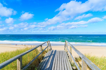 Walkway to beautiful beach in Westerland village on Sylt island, North Sea, Germany