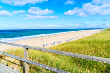 Walkway to beautiful beach in Westerland village on Sylt island, North Sea, Germany