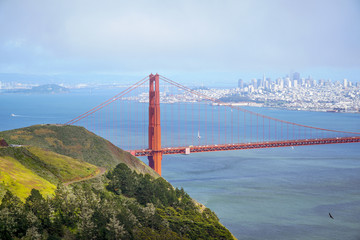 Aerial view over Golden Gate Bridge in San Francisco - SAN FRANCISCO - CALIFORNIA - APRIL 18, 2017