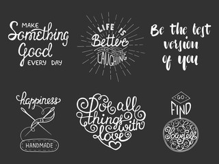 Set of vector inspirational and motivational lettering for greeting cards, decoration, prints and posters. Hand drawn typography design elements. Handwritten lettering. Modern calligraphy.