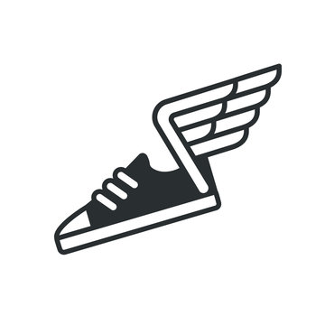 Sneaker with wings icon