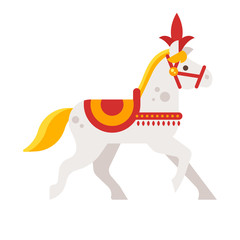 Vector flat style illustration of circus white horse.