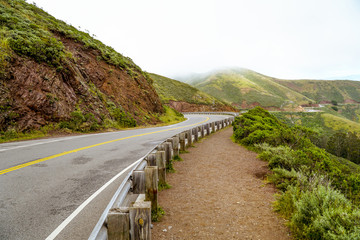 Panoramic route on the hills of Golden Gate National Recreation area in San Francisco - SAN FRANCISCO - CALIFORNIA - APRIL 18, 2017