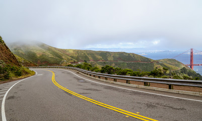 Panoramic route on the hills of Golden Gate National Recreation area in San Francisco - SAN FRANCISCO - CALIFORNIA - APRIL 18, 2017