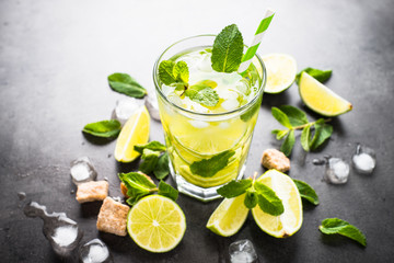 Mojito cocktail.Traditional summer cold drink.