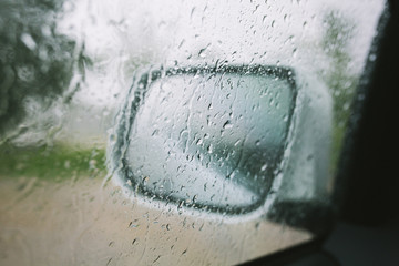 Rain on auto glass