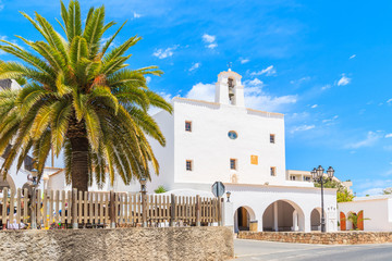 Typical white style church in Sant Josep de sa Talaia town on Ibiza island, Spain © pkazmierczak