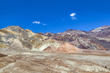 view to the mountains of artists palette in death valley