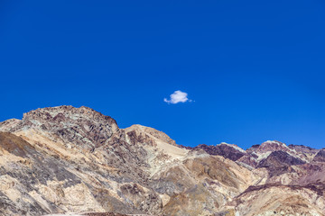 view to the mountains of artists palette in death valley