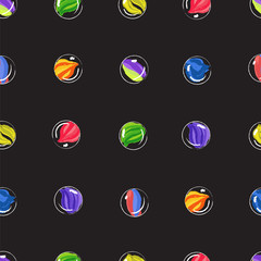 Marbles colorful seamless vector pattern. 