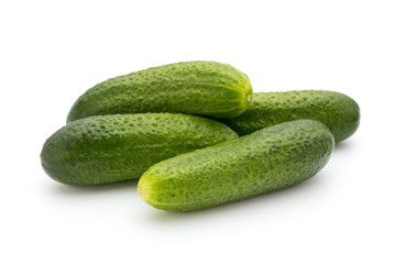 Eco cucumber on white background. Fresh vegetables.