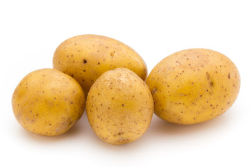 Raw potato isolated on white background.