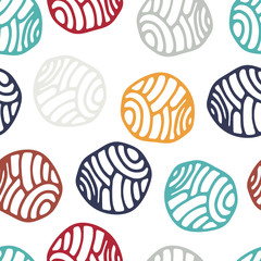 Colorful doodle polka dot background. Abstract round seamless pattern. Vector illustration.