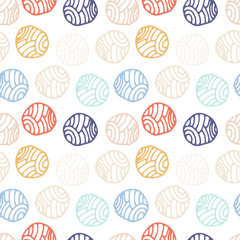 Colorful doodle polka dot background. Abstract round seamless pattern. Vector illustration.