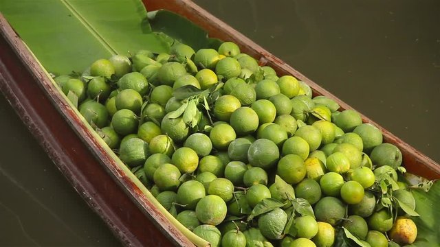 Fruits and vegetables were sold on boat the Damnoen saduak floating market is famous in Thailand