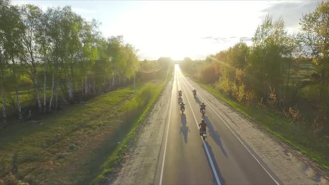 bikers ride into the sunset