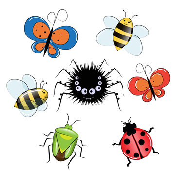insect cartoon funny set