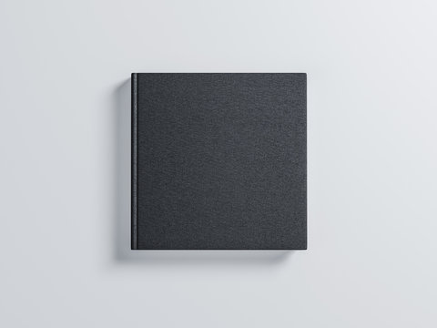 Black square blank Book Mockup with textured hard cover. 3d rendering