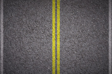 yellow and white double lines on asphalt background