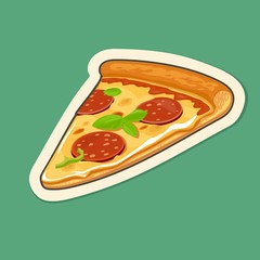 Slice pizza pepperoni. Vector flat illustration