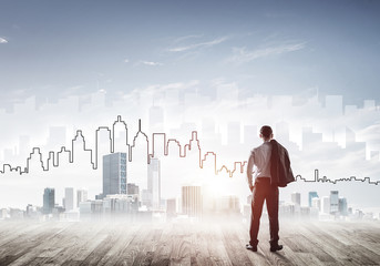 Motivation and inspiration concept with modern cityscape and bus