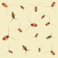 Cockroach background. Vector flat cartoon illustration