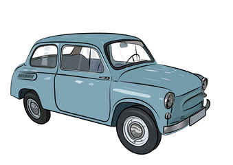 Sketch of a retro car on a white background. Vector illustration.