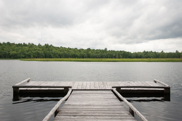 a dock overlooking a lake