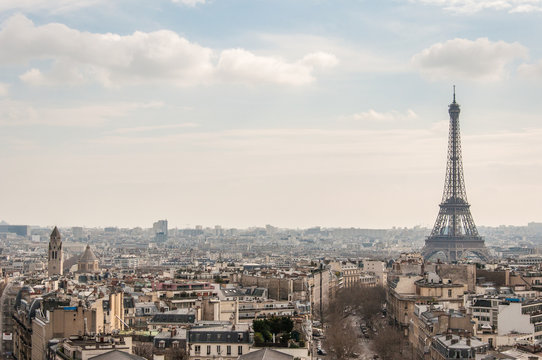 Eiffel Tower over Paris cityscape