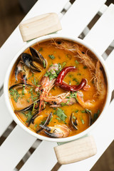 mixed fresh creamy spicy seafood soup