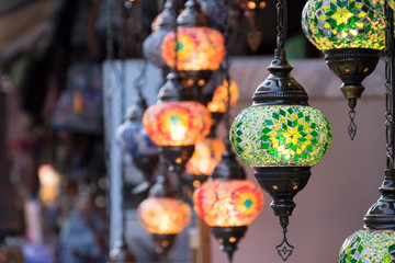 Turkish lamps at market