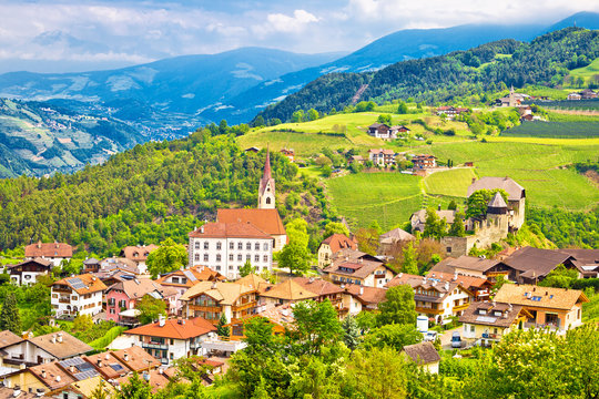 Idyllic alpine village of Gudon architecture and landscape view