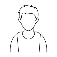 young man  wearing sleeveless top faceless avatar icon image vector illustration design  black line