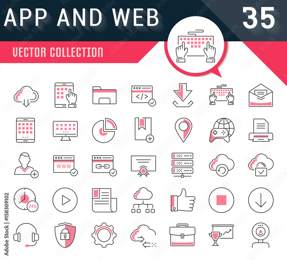 Wall mural set vector flat line icons seo and web design