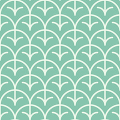 Seamless turquoise ornate vintage oriental scale pattern vector