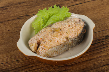 Steamed salmon