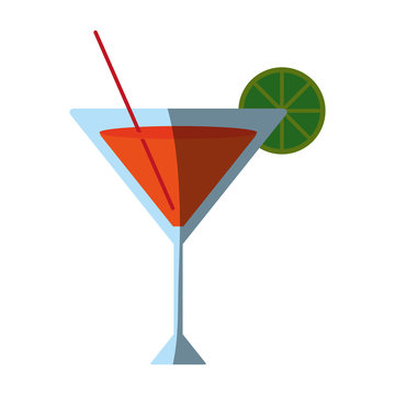 cocktail garnished with lemon slice icon image vector illustration design