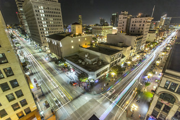 Downtown views of Gaslamp District long exposure