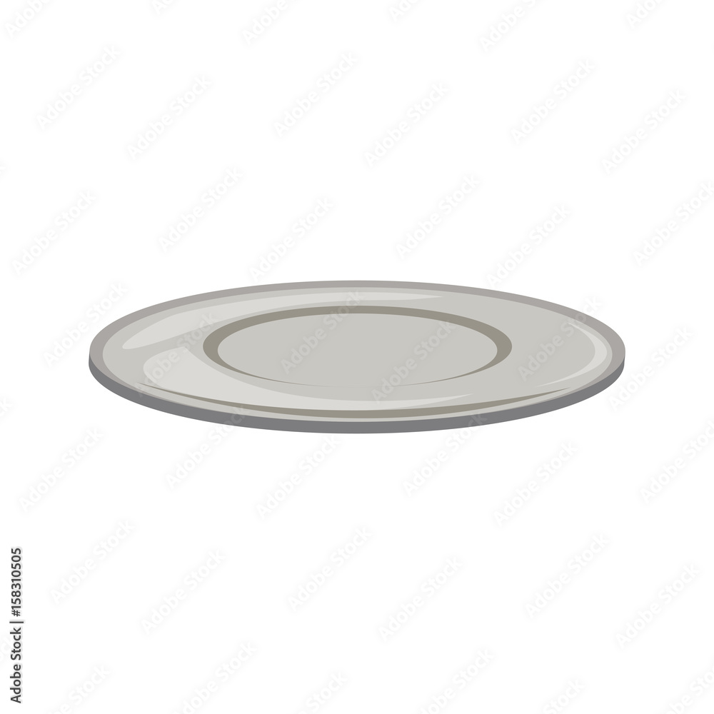 Wall mural empty plate round porcelain serve kitchen icon vector illustration