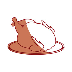 grilled chicken fast food with plate icon vector illustration