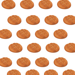 seamless pattern round bread bun baker vector illustration