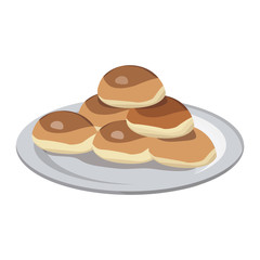 breakfast buns on plate bakery tasty vector illustration